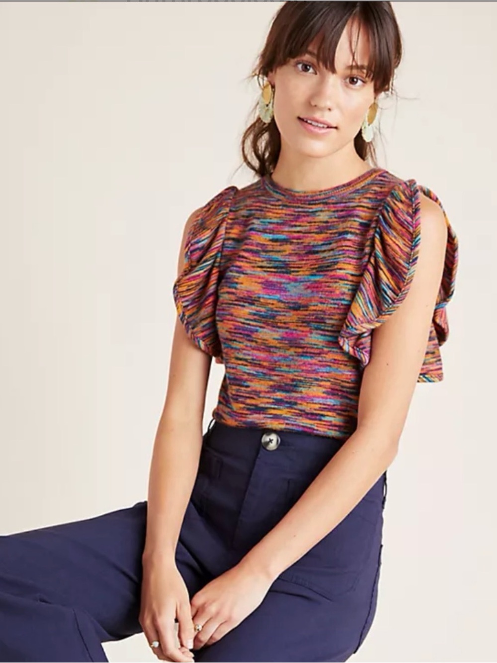 Anthropologie Multicolor Ruby Flutter
Sleeved Top Size Small